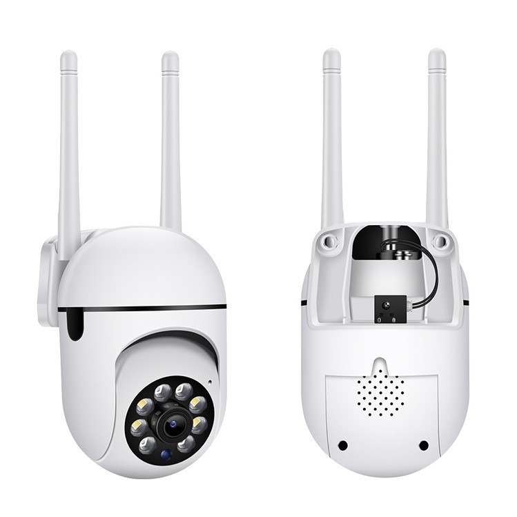 360° vezeték nélküli WiFi biztonsági kamera beltéri és kültéri használatra, 720P éjjellátás, riasztási értesítések, TF kártya foglalat