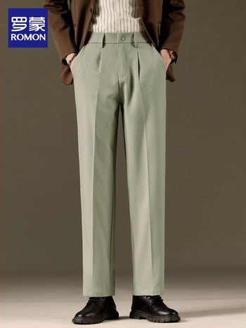 Мъжки костюмни панталони, антибръчкови, без гладене, Slim-fit, права кройка, памук