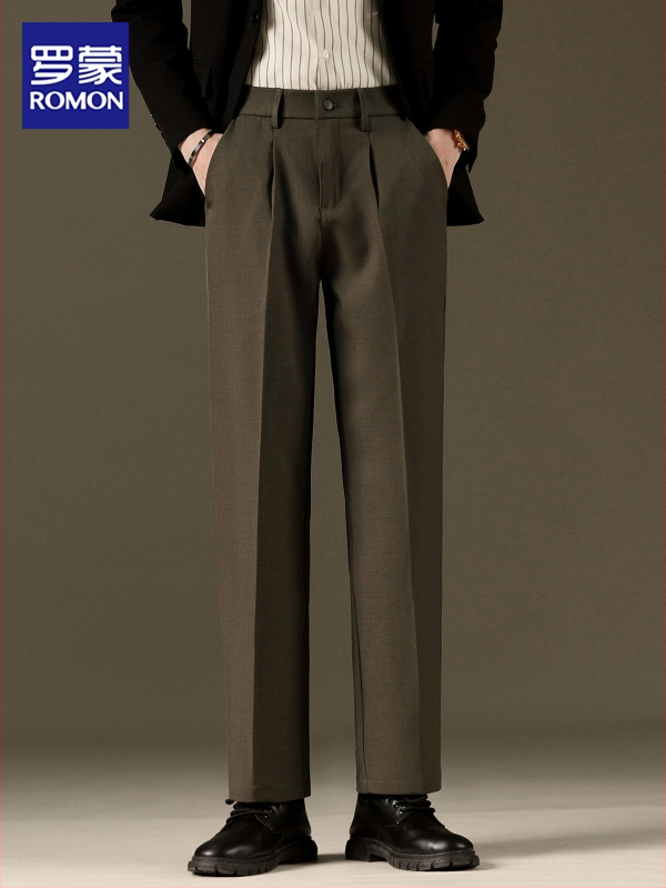 Мъжки костюмни панталони, антибръчкови, без гладене, Slim-fit, права кройка, памук