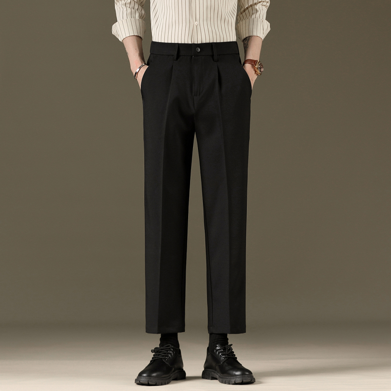 Мъжки костюмни панталони, антибръчкови, без гладене, Slim-fit, права кройка, памук