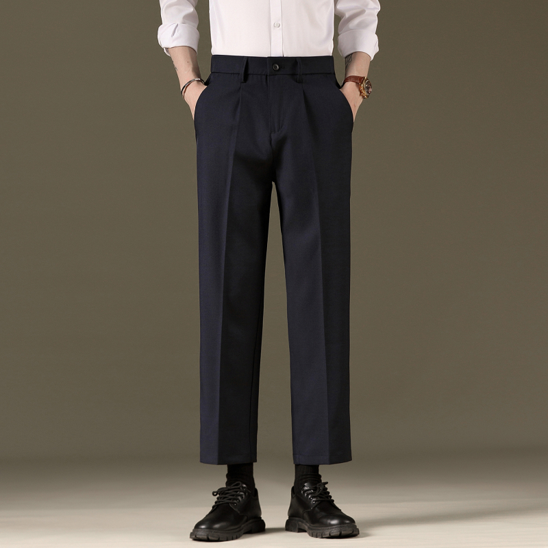 Мъжки костюмни панталони, антибръчкови, без гладене, Slim-fit, права кройка, памук