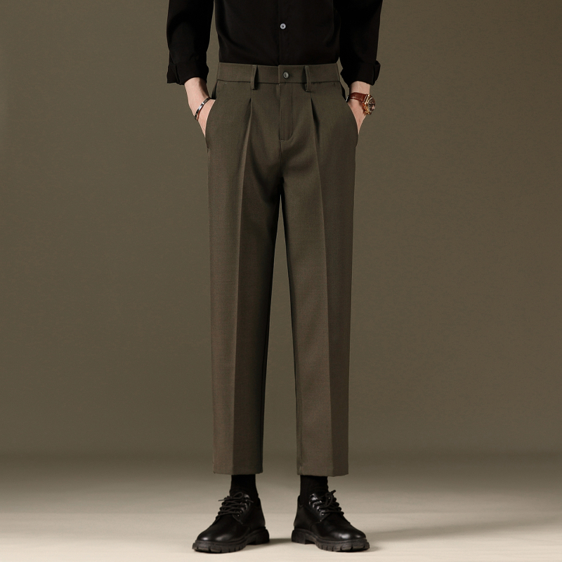 Мъжки костюмни панталони, антибръчкови, без гладене, Slim-fit, права кройка, памук