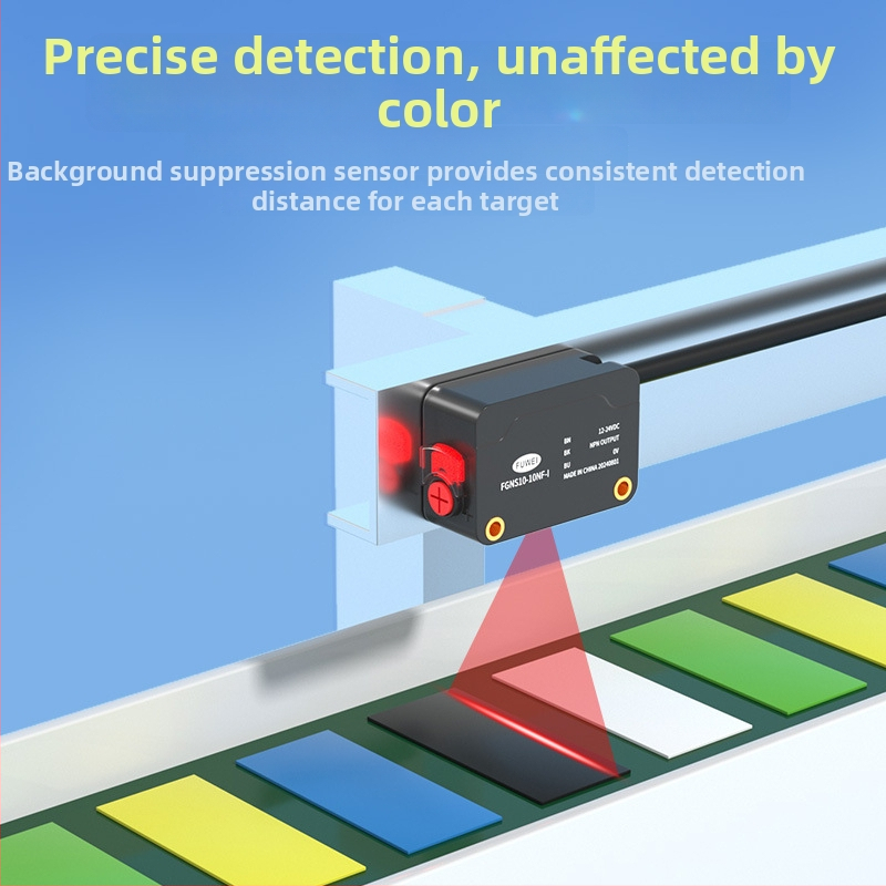 Fotonelektrický spínací senzor FGNS10-10NF-I, séria FGNS10, difúzny odraz, potlačenie pozadia, detekcia výrezu