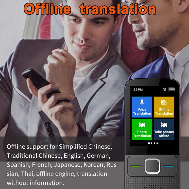 Translator offline pentru călătorii – ecran tactil, cameră 5 MP, interfață Type-C, corp ABS, greutate 125 g