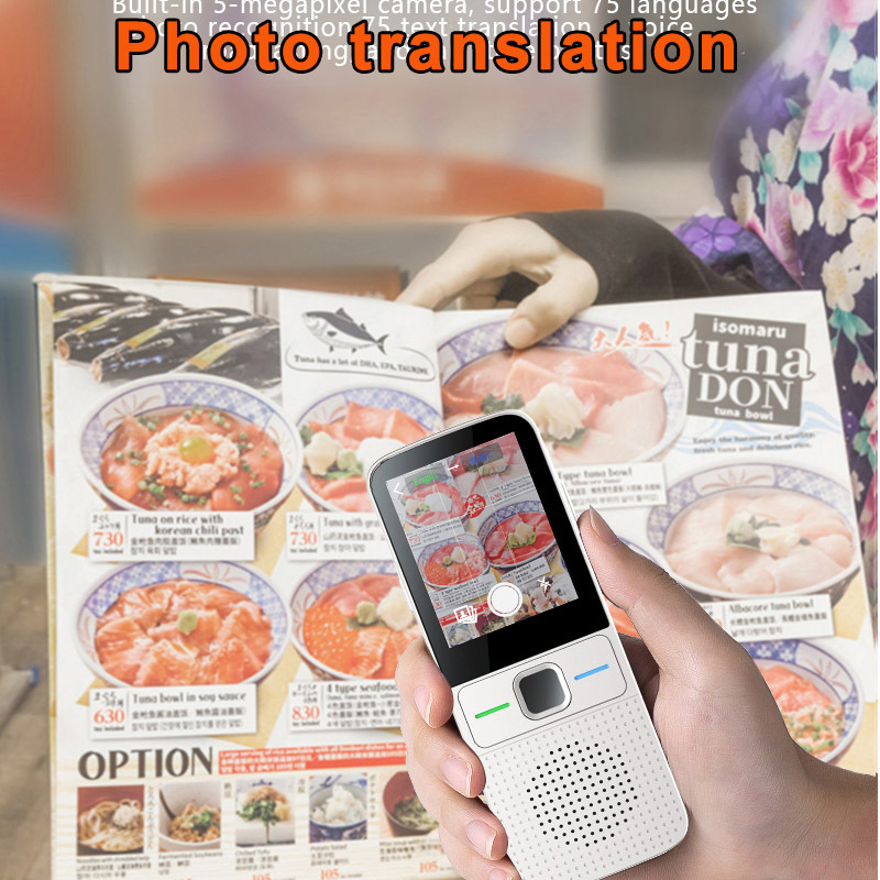 Translator offline pentru călătorii – ecran tactil, cameră 5 MP, interfață Type-C, corp ABS, greutate 125 g