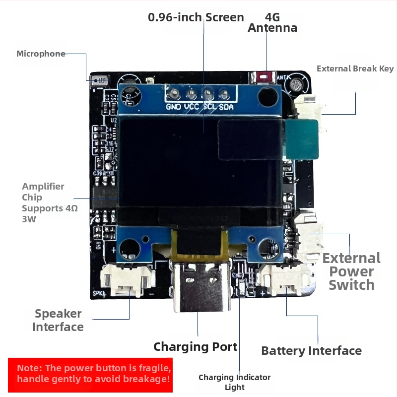 AI chat-bot s ESP32-C3, WiFi model — bez operativnog sustava; Bluetooth nije podržan; bežični domet 10 m; PCB ploča