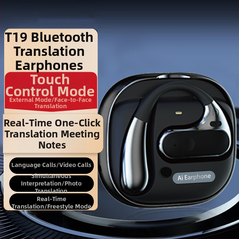 AI inteligentné prekladajúce slúchadlá s Bluetoothom, modelom T19, kompatibilita s iOS/Android, dosah 10 m, hlasový preklad, prehrávanie hudby a prijímanie hovorov