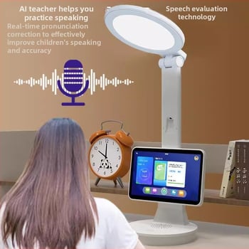 Lampă de birou inteligentă pentru elevi cu protecția ochilor și control vocal — 220V, alimentare din priză, abajur din plastic, iluminare National AA, control inteligent