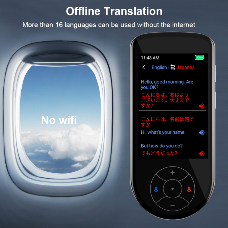 Traducător vocal V600 cu 137 de limbi, ecran, Android, Bluetooth, traducere offline și traducere foto offline