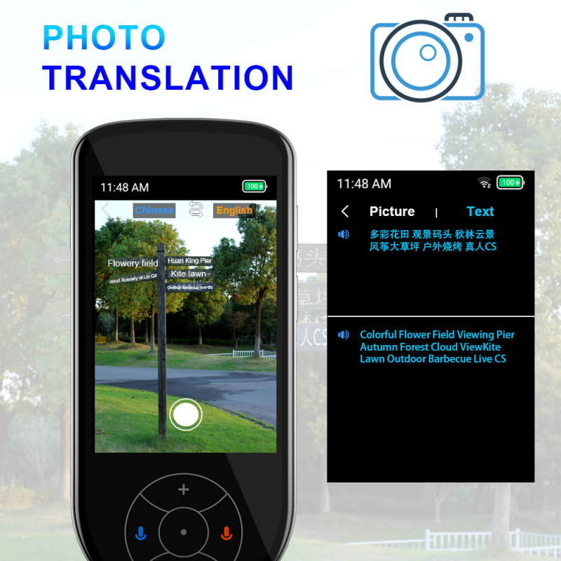 Traducător vocal V600 cu 137 de limbi, ecran, Android, Bluetooth, traducere offline și traducere foto offline