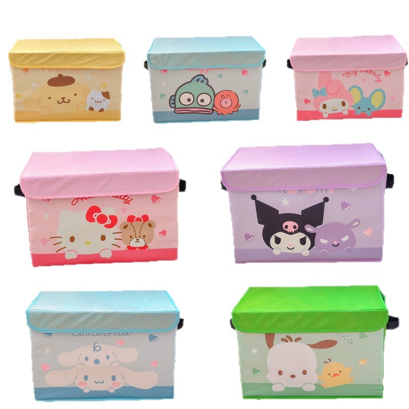 Αναδιπλούμενο υφασμάτινο κουτί αποθήκευσης με σχέδιο καρτούν, 35 L, φορητό για οικία και φοιτητικό δωμάτιο