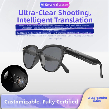 AI inteligentné okuliare s 2 MP kamerou, na hlavu, bezdrôtový dosah 5–10 m, ovládanie tlačidlom, hmotnosť 43 g