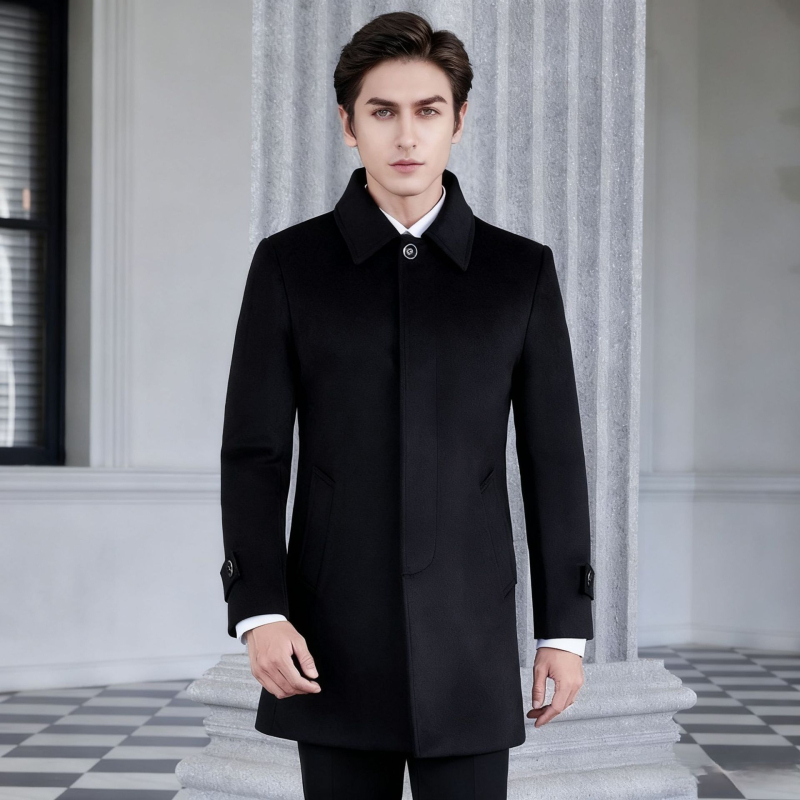 Unisex vuneni kaput za zimu - rever, jednoslojno kopčanje na jedan gum, srednja duljina, poslovni formalni stil