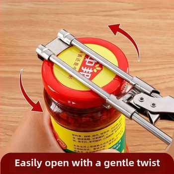 Nerezový multifunkčný prenášateľný otvárač na konzervy, poháre a uzávery fľaší s vysúvacím mechanizmom