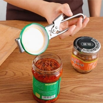 Deschizător de capace din oțel inoxidabil, multifuncțional, portabil pentru conserve, borcane și capace de sticle, mecanism retractabil