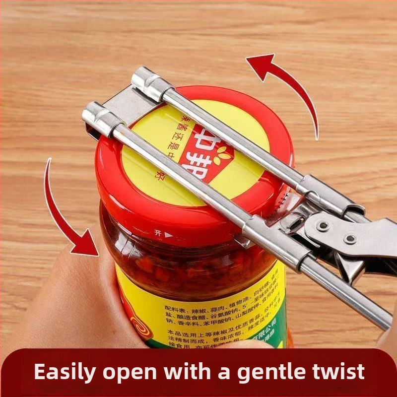 Nerezový multifunkčný prenášateľný otvárač na konzervy, poháre a uzávery fľaší s vysúvacím mechanizmom