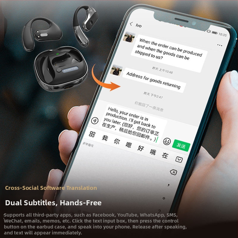 T19 slušalice-prevoditelj za video pozive s Androidom, Bluetooth, domet 5 m, kontrole tipkama i dodirnim zaslonom