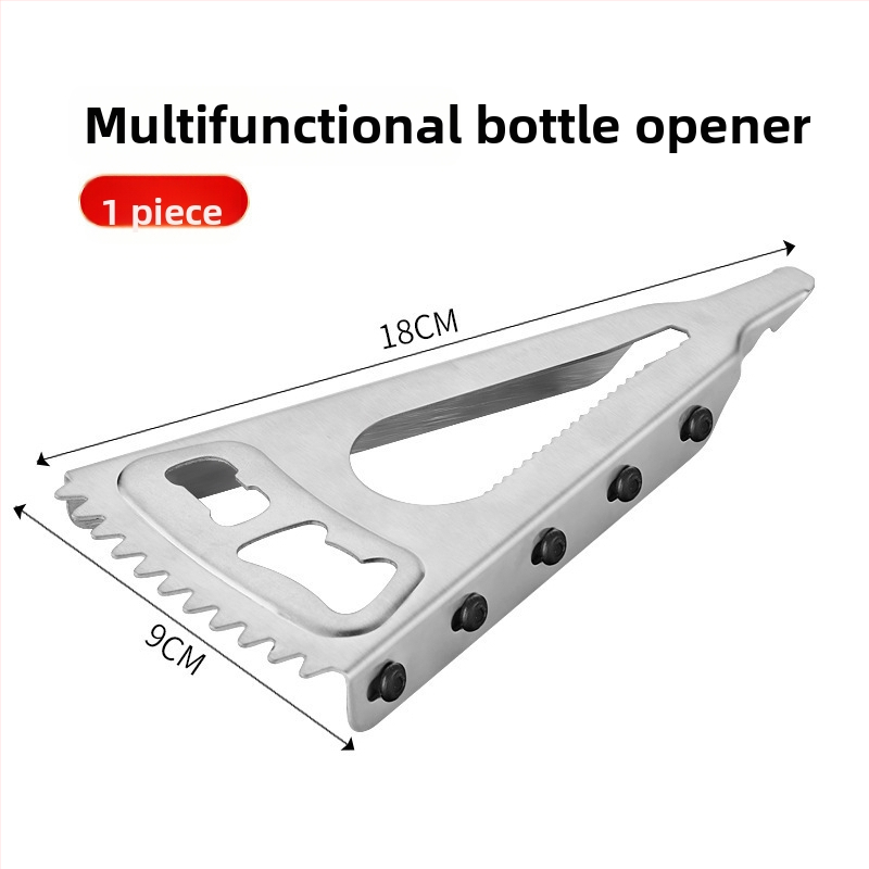 Viacúčelový otvárač na fľaše a poháre, otvárač na sklenené nádoby, otvárač na viečka a škrabka na rybie šupiny