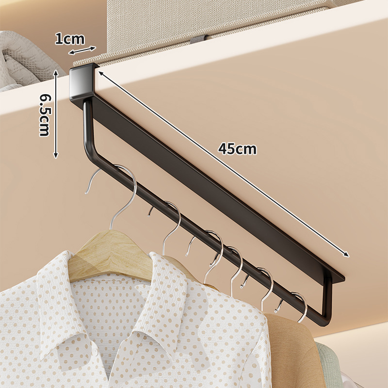 Vješalica za ormar, horizontalne i vertikalne šine, bez bušenja, metalna konstrukcija, moderni minimalistički stil