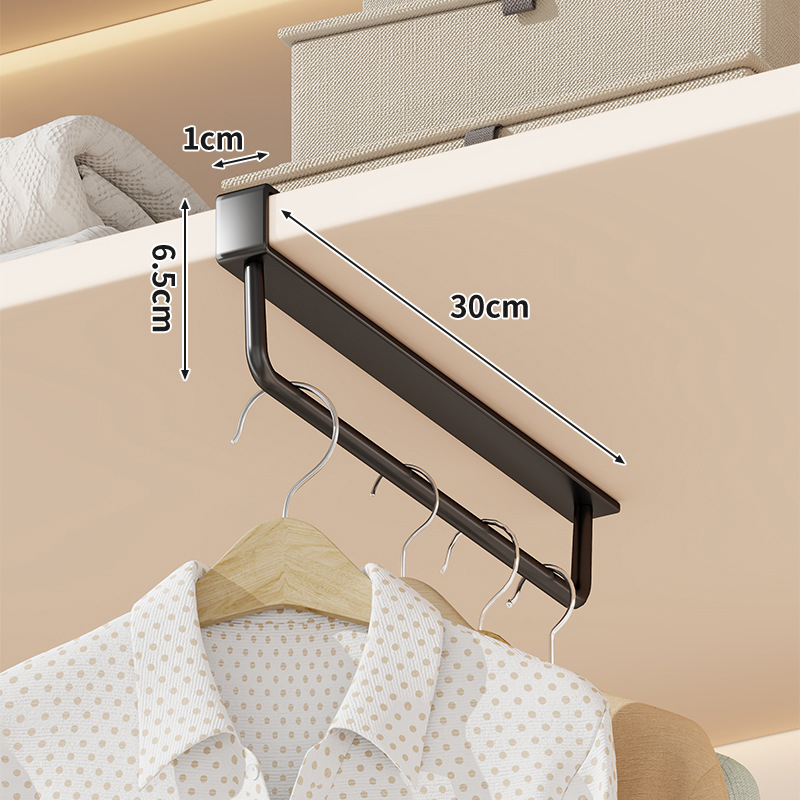 Vješalica za ormar, horizontalne i vertikalne šine, bez bušenja, metalna konstrukcija, moderni minimalistički stil