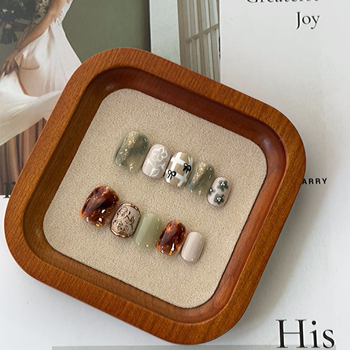 Ručni izrađeni nosivi umjetni nokti s 3D ručno oslikanim završetkom, uklonjivi; žene; uzorci: cvijeće, mašna, karirani uzorak; kod A1555