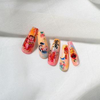 Стикери за нокти – новогодишни мотиви: koi fish, kumquat, просперитет – Timiko, модел 3DKO1214