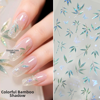 Лепенки за нокти със сянка бамбук, релефни 3D декоративни елементи, прост стил, подходящи за всички нокти