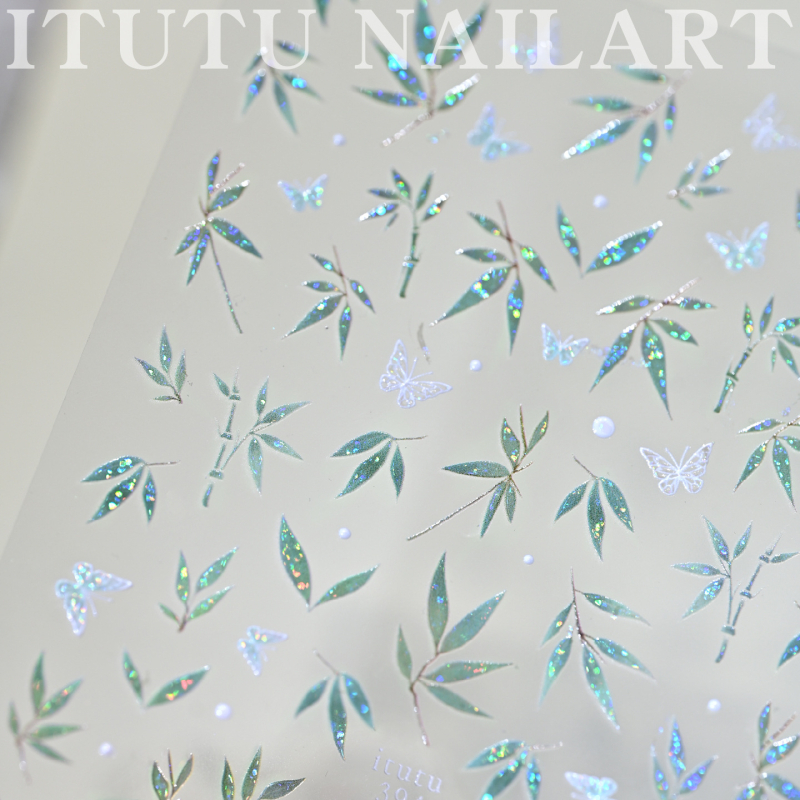 Лепенки за нокти със сянка бамбук, релефни 3D декоративни елементи, прост стил, подходящи за всички нокти