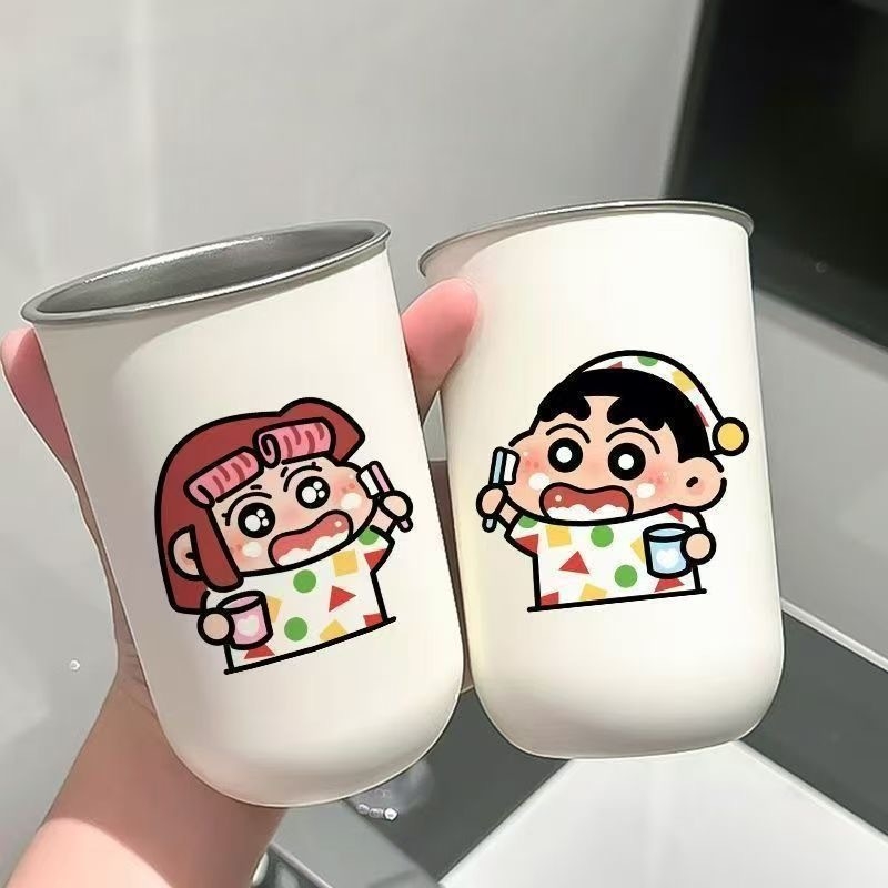 Crayon Shin-chan Nehrđajući čelik – set dviju čaša za ispiranje usta za kućnu upotrebu, sladak dizajn