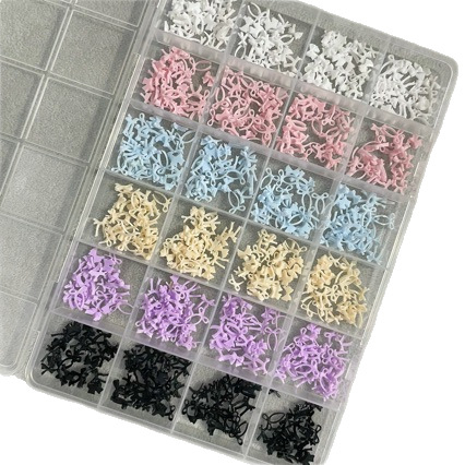 24 парчета комплект мини панделки за маникюр, аксесоари за нокти от смола, Bow серия