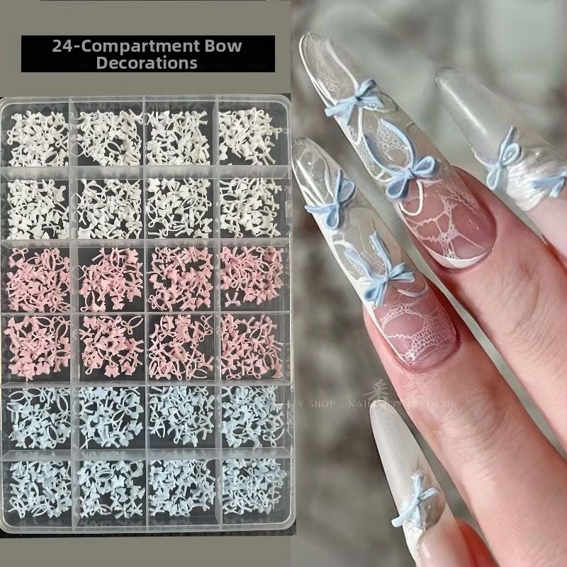 24 парчета комплект мини панделки за маникюр, аксесоари за нокти от смола, Bow серия