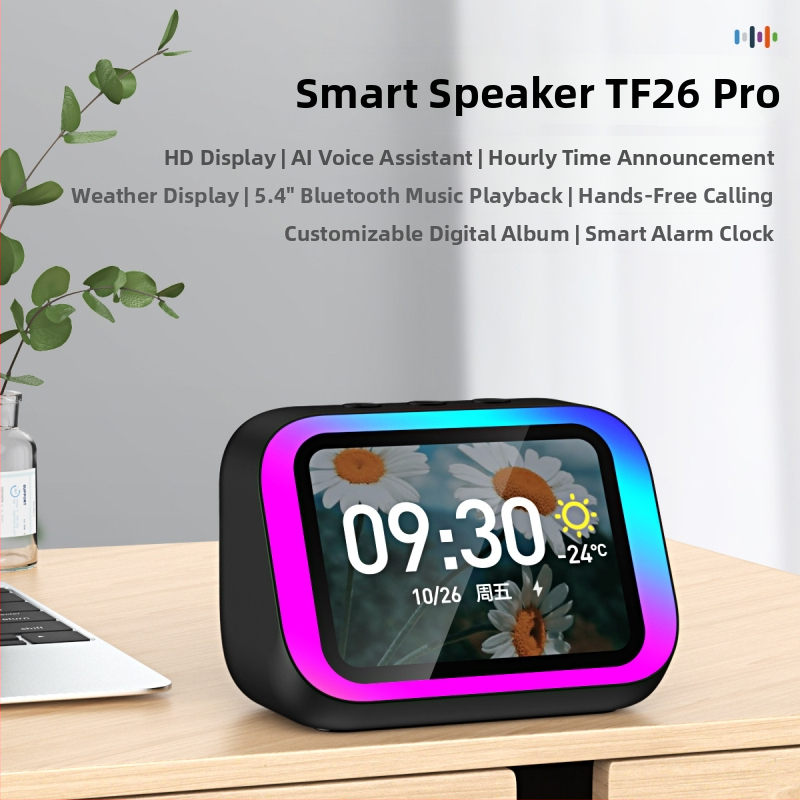 AI говорител с Hands-Free обаждания, възпроизвеждане на музика и будилник – Bluetooth 5.3, 5W, 500–800 mAh, 100 Hz–20 kHz, обхват 10 m