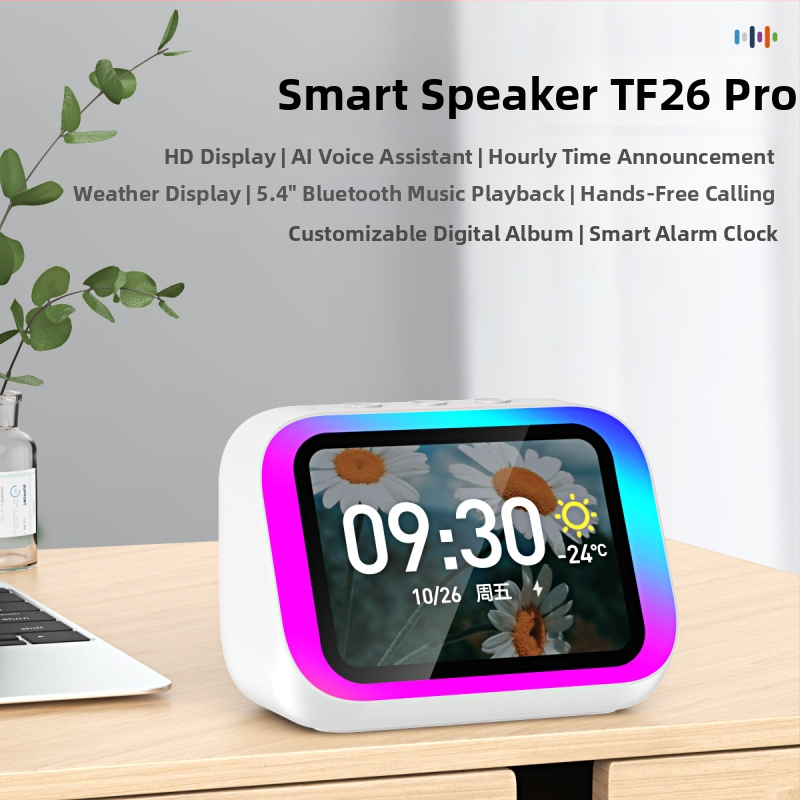 AI говорител с Hands-Free обаждания, възпроизвеждане на музика и будилник – Bluetooth 5.3, 5W, 500–800 mAh, 100 Hz–20 kHz, обхват 10 m