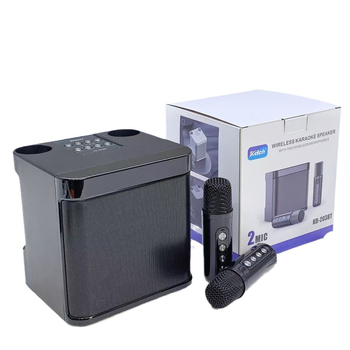 Bluetooth karaoke zvučnik s dva mikrofona — Bluetooth 5.3, 10W, ugrađena baterija 1200–2000 mAh, frekvencijski raspon 100 Hz–20 kHz, SNR ≥85 dB