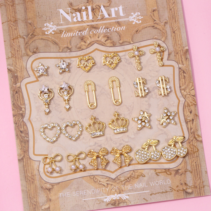 Ischmann сплавни аксесоари за маникюр – дизайн Cross, Butterfly, Bow и Love; стил: прост, сладък и куул; Материал: сплав