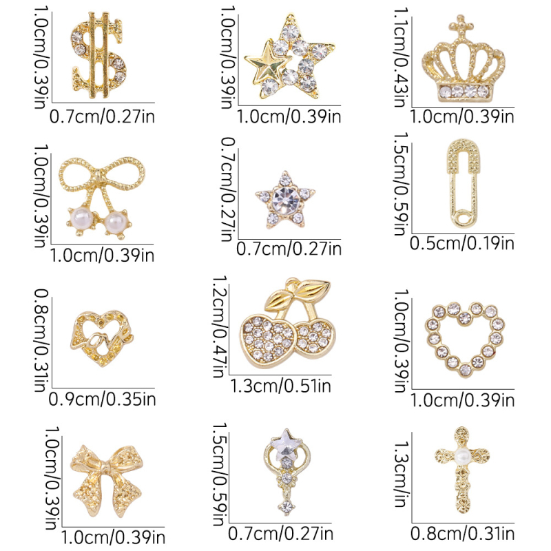 Ischmann сплавни аксесоари за маникюр – дизайн Cross, Butterfly, Bow и Love; стил: прост, сладък и куул; Материал: сплав