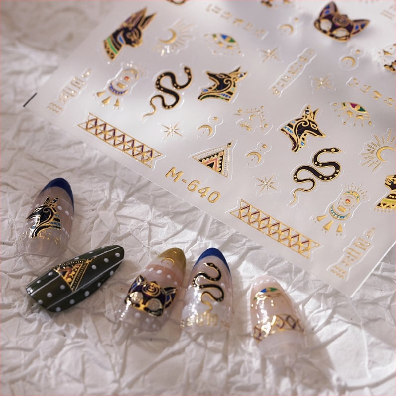 Наклейки за нокти - 3D релефни пеперуди, бронзова серия M-640