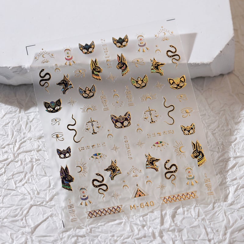 Наклейки за нокти - 3D релефни пеперуди, бронзова серия M-640