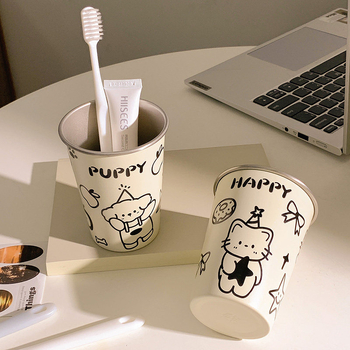 Pahar pentru periuța de dinți cu design de pisicuță desen animat, din plastic, fără marcă