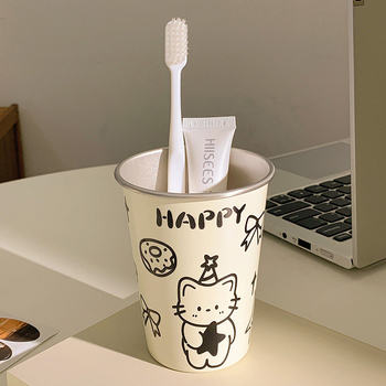 Pahar pentru periuța de dinți cu design de pisicuță desen animat, din plastic, fără marcă