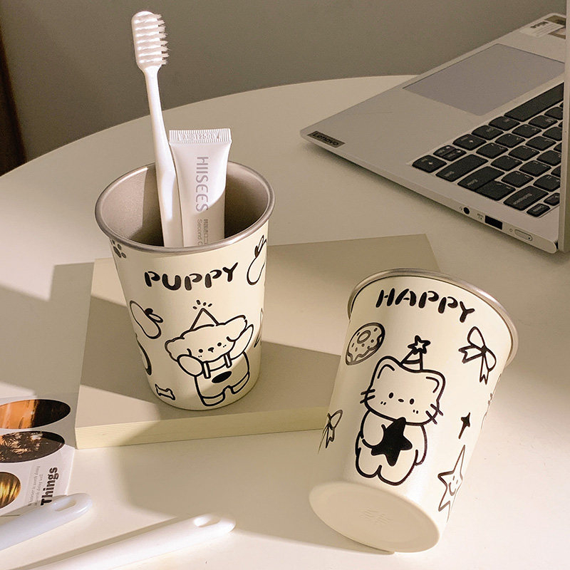 Pahar pentru periuța de dinți cu design de pisicuță desen animat, din plastic, fără marcă