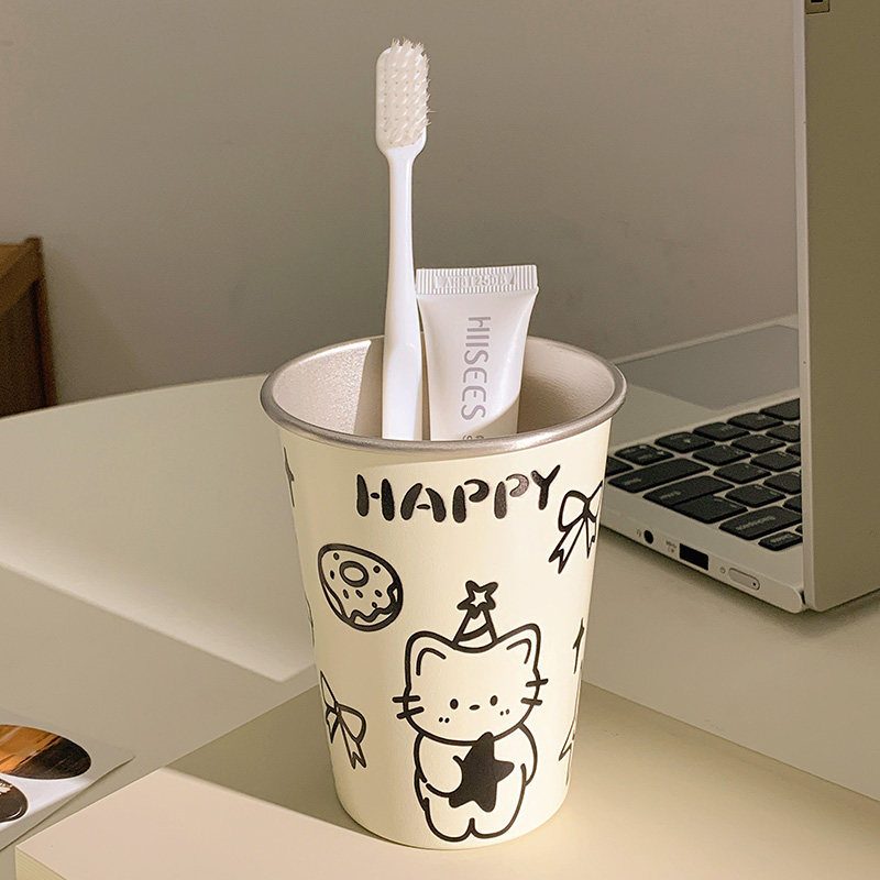 Pahar pentru periuța de dinți cu design de pisicuță desen animat, din plastic, fără marcă
