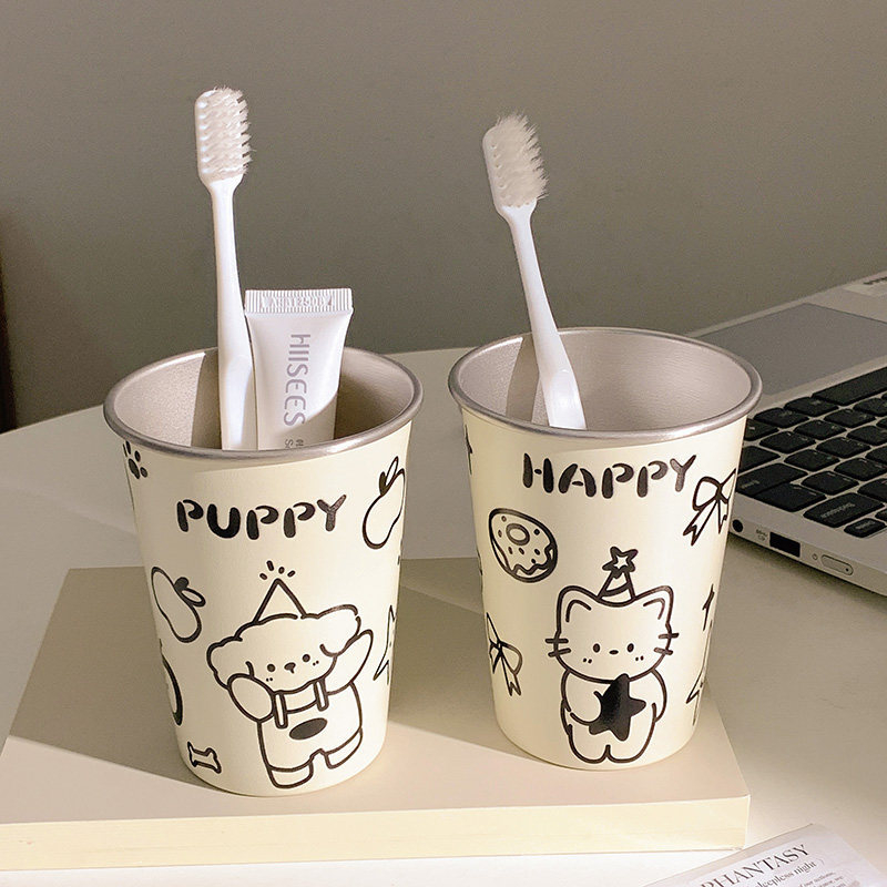 Pahar pentru periuța de dinți cu design de pisicuță desen animat, din plastic, fără marcă