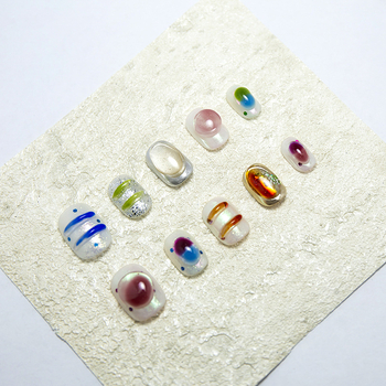 Изкуствени нокти за маникюр, ръчно изработени, сменяеми, карикатурен мотив с цветя, ултра тънки и без следи