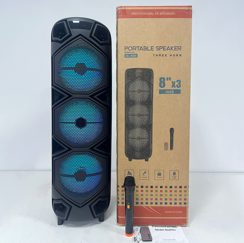 Difuzor Bluetooth portabil cu microfon pentru karaoke, sistem cu 4 difuzoare, 20W, BT 5.3, 100Hz-20kHz, SNR ≥75dB, baterie încorporată 2000-4000mAh