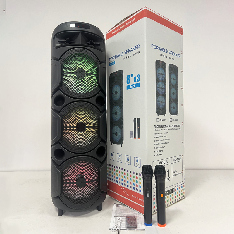 Difuzor Bluetooth portabil cu microfon pentru karaoke, sistem cu 4 difuzoare, 20W, BT 5.3, 100Hz-20kHz, SNR ≥75dB, baterie încorporată 2000-4000mAh