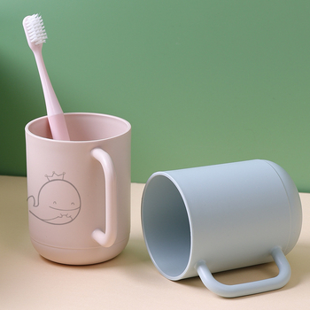 Háromtagú családi készlet szájöblítő pohár és pohár a fogkefékhez, műanyagból, logóval nyomtatva, testreszabható