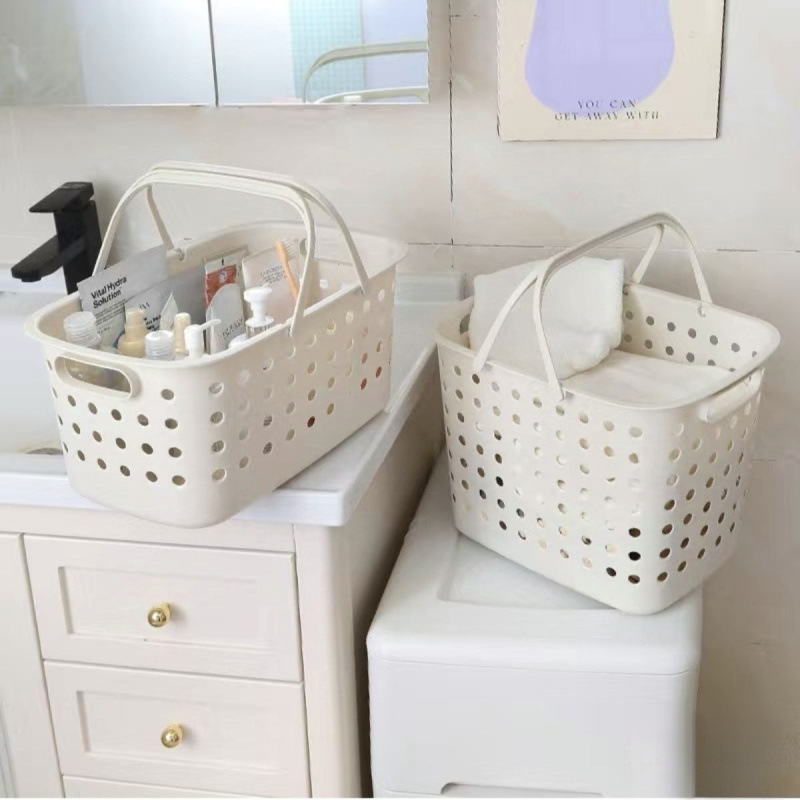 Φορητός κάλαθος αποθήκευσης μπάνιου με διαχωρισμό στεγνό-υγρό, πλαστικός, στυλ καρτούν χαριτωμένο