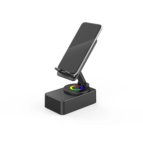 Tri-u-jednom bežični Bluetooth zvučnik s ugrađenim Power Bankom i 360° okretajući stolni nosač za telefon/tablet • Bluetooth 5.3 • ugrađena baterija 1200–2000 mAh • domet 10 m • frekvencijski raspon 20 Hz–20 kHz • izlazna snaga 5W