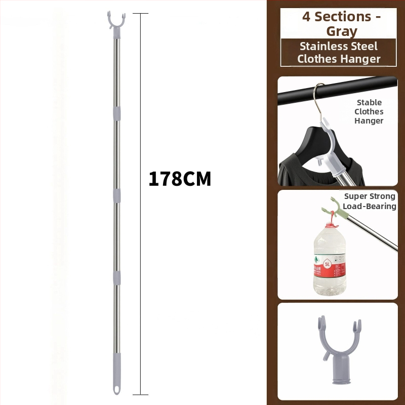 Uscător de haine din oțel inoxidabil cu tijă extensibilă, pentru uz casnic și în cămine - Yushangjia